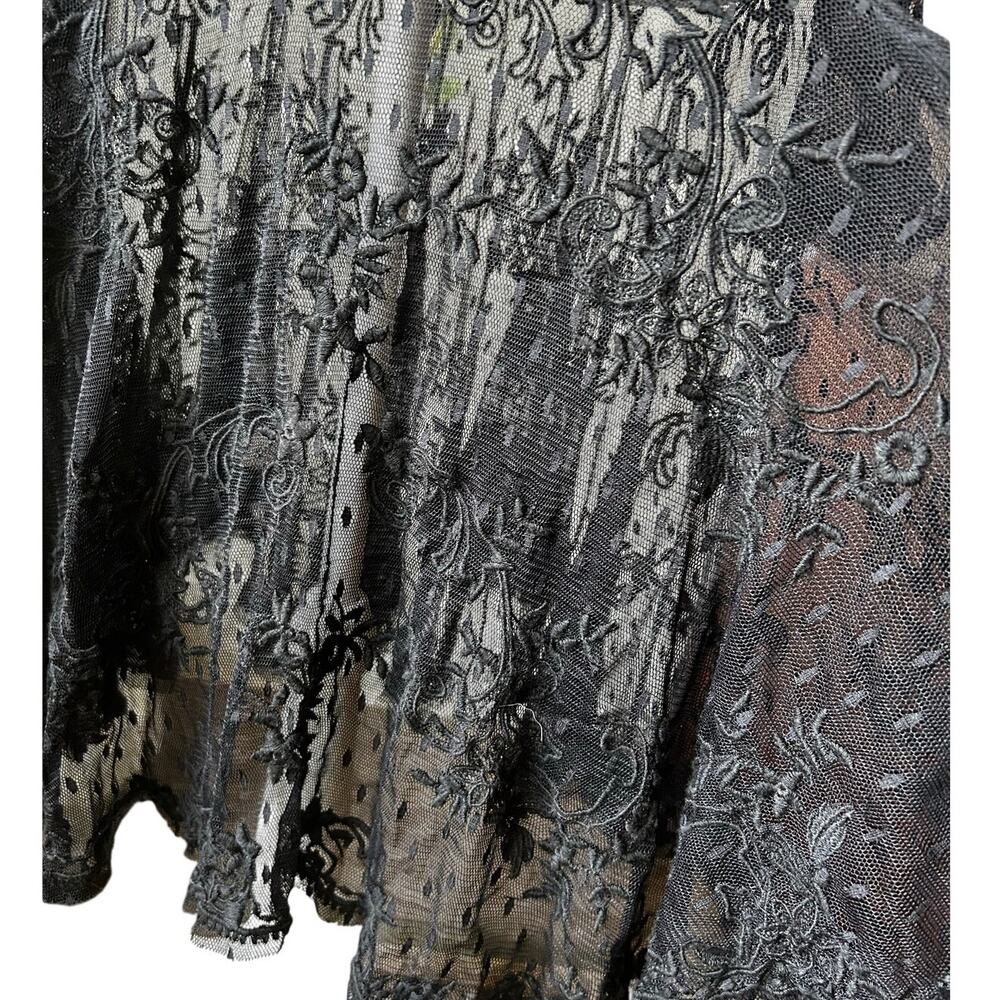 Biya by Johnny Was Black Embroidered Mesh Overlay Dress Tunic Size M - Picture 4 of 6